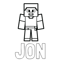 Online izdelana pobarvanka - Pobarvanka imena JON in pobarvanka Minecraft figurice