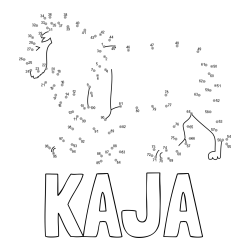 Online izdelana pobarvanka - Pobarvanka imena KAJA in pobarvanka leva - poveži številke