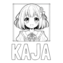 Online izdelana pobarvanka - Pobarvanka imena KAJA in pobarvanka ljubke punčke v anime slogu