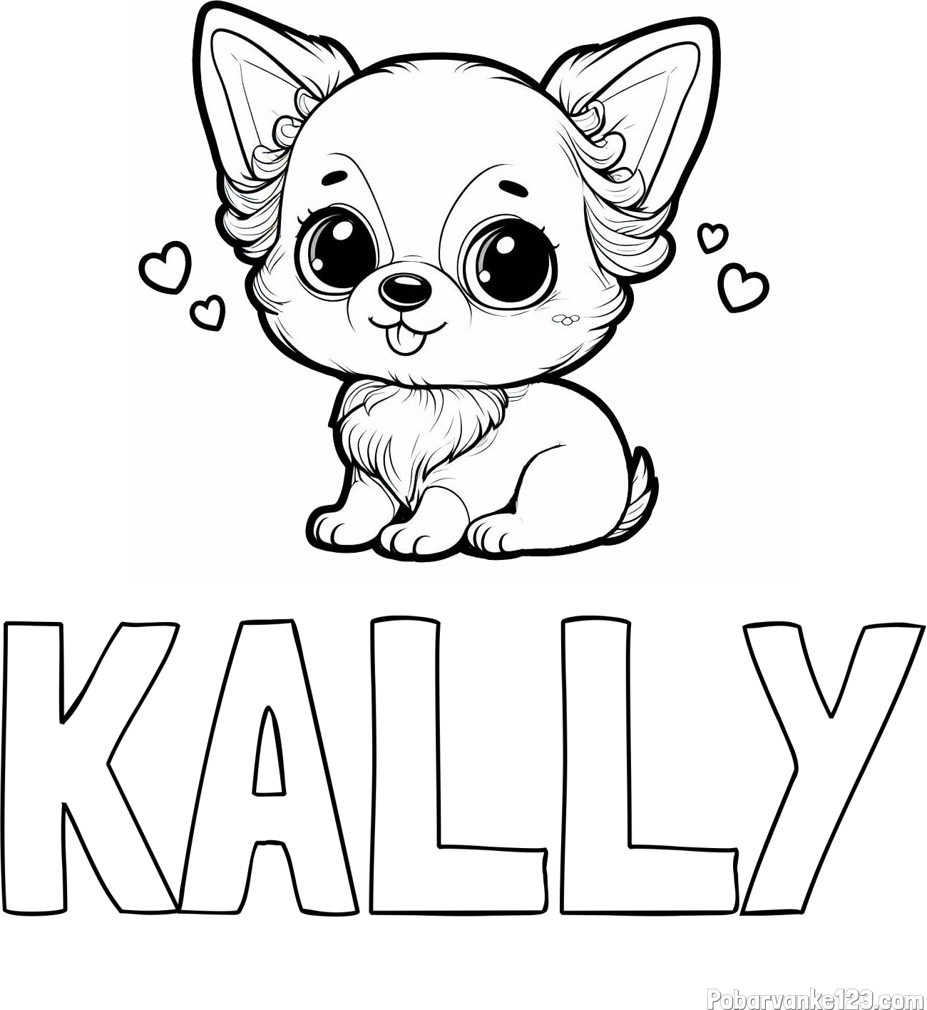 Pobarvanka imena KALLY in pobarvanka čivave