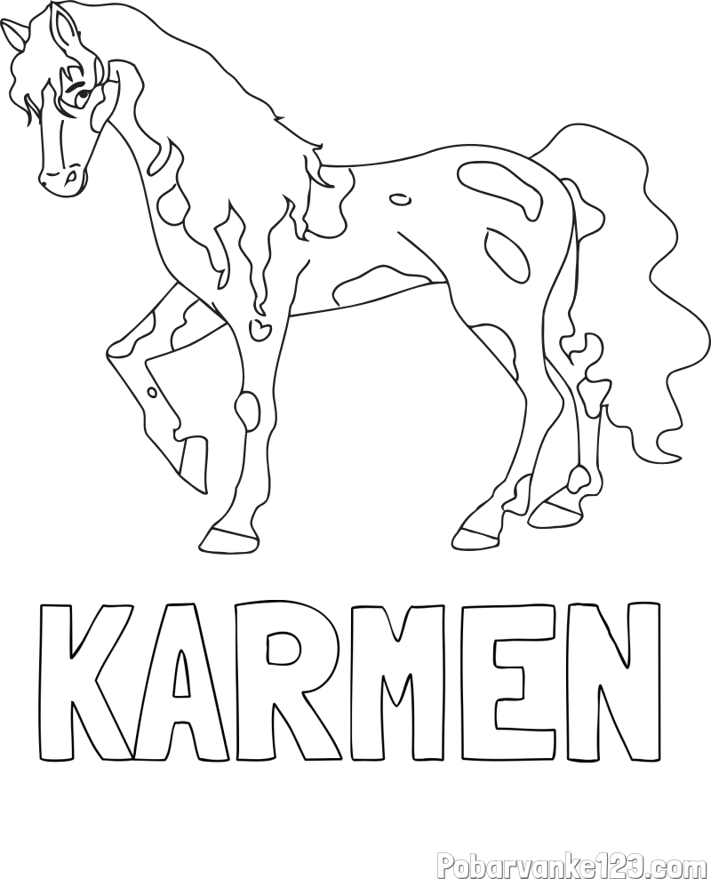 Pobarvanka imena KARMEN in pobarvanka lisastega konja
