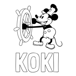Online izdelana pobarvanka - Pobarvanka imena KOKI in pobarvanka Miki Miške (Mickey Mouse)