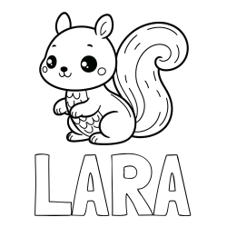 Online izdelana pobarvanka - Pobarvanka imena LARA in pobarvanka ljubke veverice