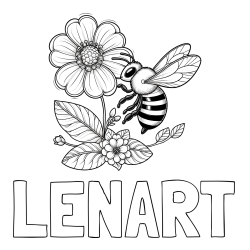 Online izdelana pobarvanka - Pobarvanka imena LENART in otroška pobarvanka čebelice in rožice
