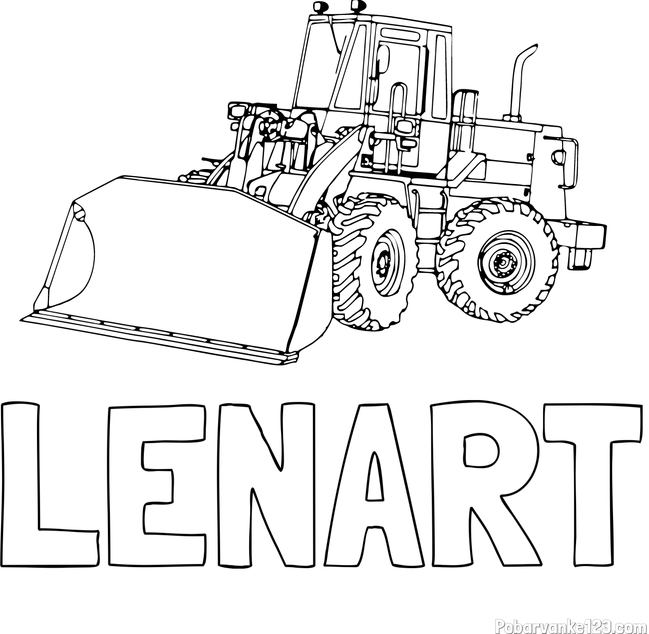 Pobarvanka imena LENART in pobarvanka velikega bagra