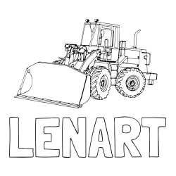 Online izdelana pobarvanka - Pobarvanka imena LENART in pobarvanka velikega bagra