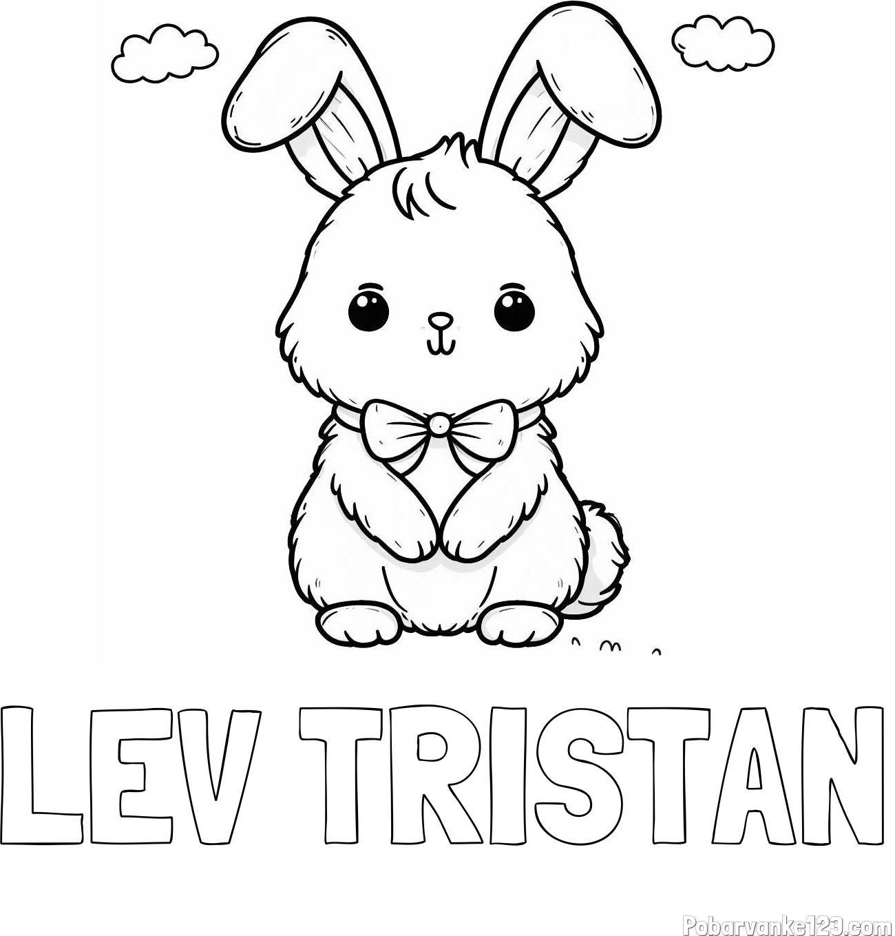 Pobarvanka imena LEV TRISTAN in pobarvanka prikupnega zajčka