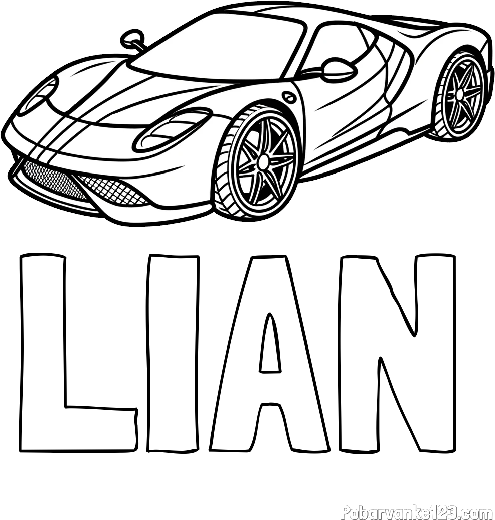Pobarvanka imena LIAN in pobarvanka dirkalnega avtomobila