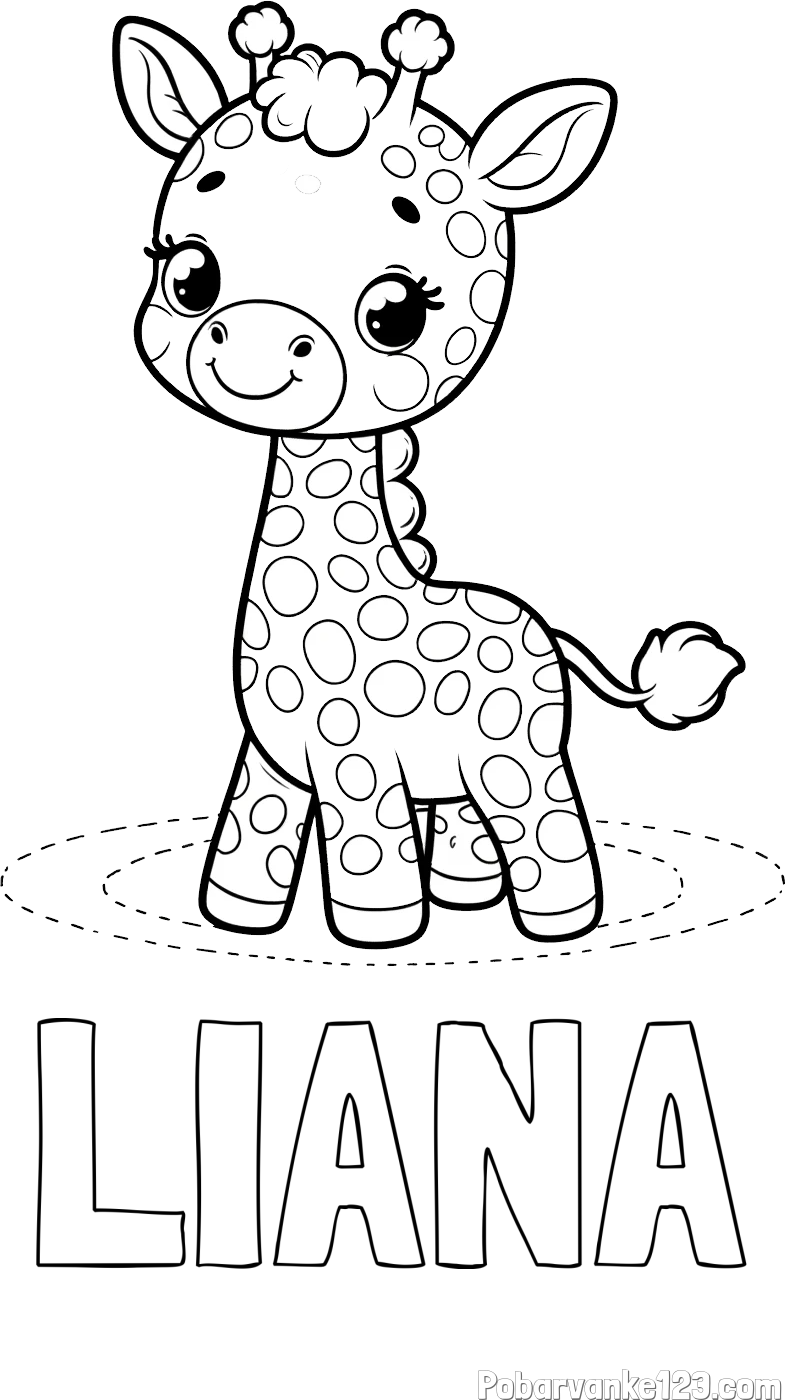 Pobarvanka imena LIANA in pobarvanka žirafe