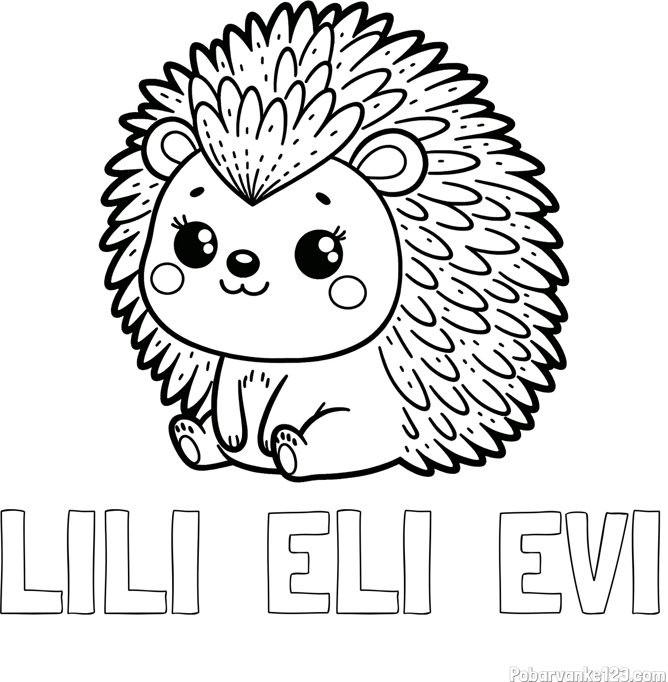 Pobarvanka imena LILI  ELI  EVI in pobarvanka nasmejanega ježka