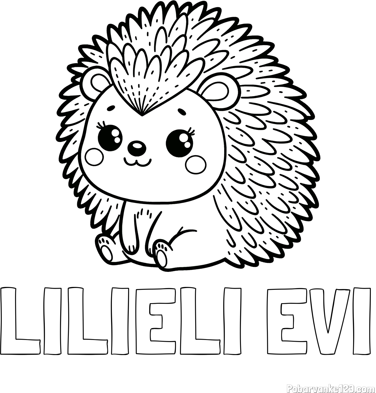 Pobarvanka imena LILIELI EVI in pobarvanka nasmejanega ježka