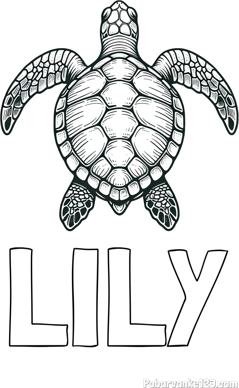 Pobarvanka imena LILY in enostavna pobarvanka želve