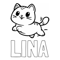 Online izdelana pobarvanka - Pobarvanka imena LINA in pobarvanka prikupne mačke med tekom