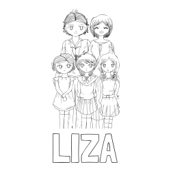 Online izdelana pobarvanka - Pobarvanka imena LIZA in anime risani junaki