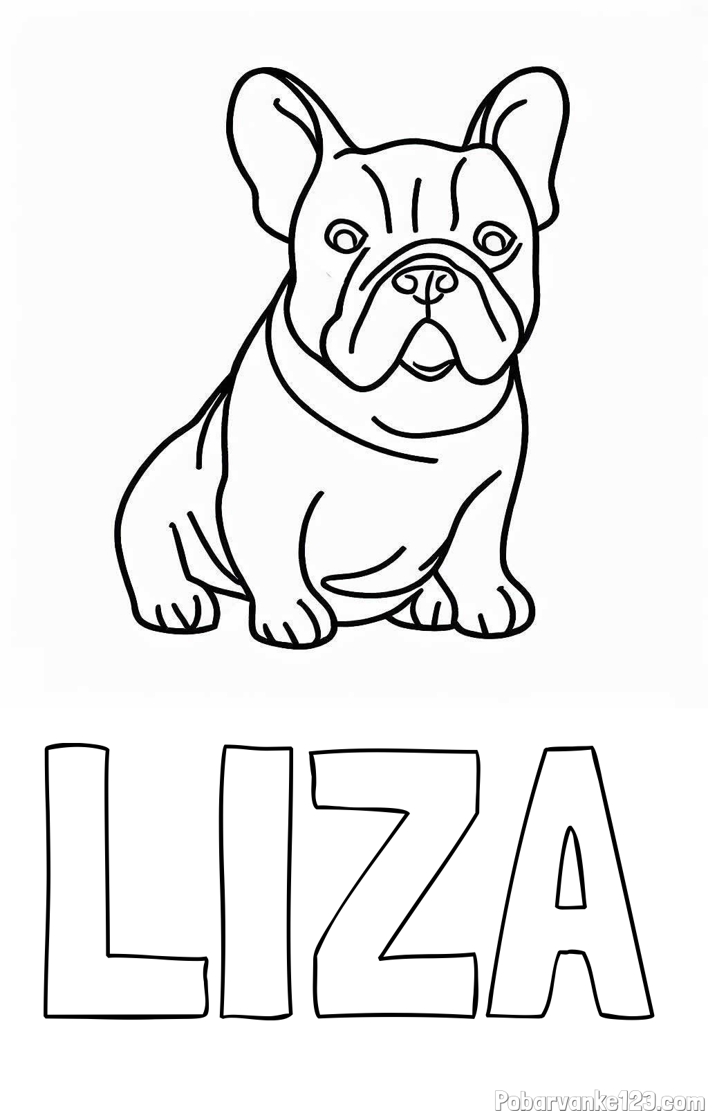 Pobarvanka imena LIZA in pobarvanka francoskega buldoga