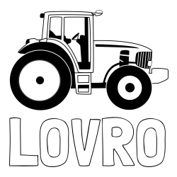 Online izdelana pobarvanka - Pobarvanka imena LOVRO in pobarvanka velikega in zmogljivega traktorja