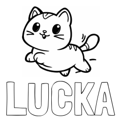 Online izdelana pobarvanka - Pobarvanka imena LUČKA in pobarvanka prikupne mačke med tekom