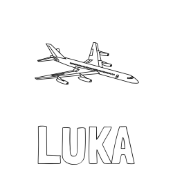 Online izdelana pobarvanka - Pobarvanka imena LUKA in potniško letalo