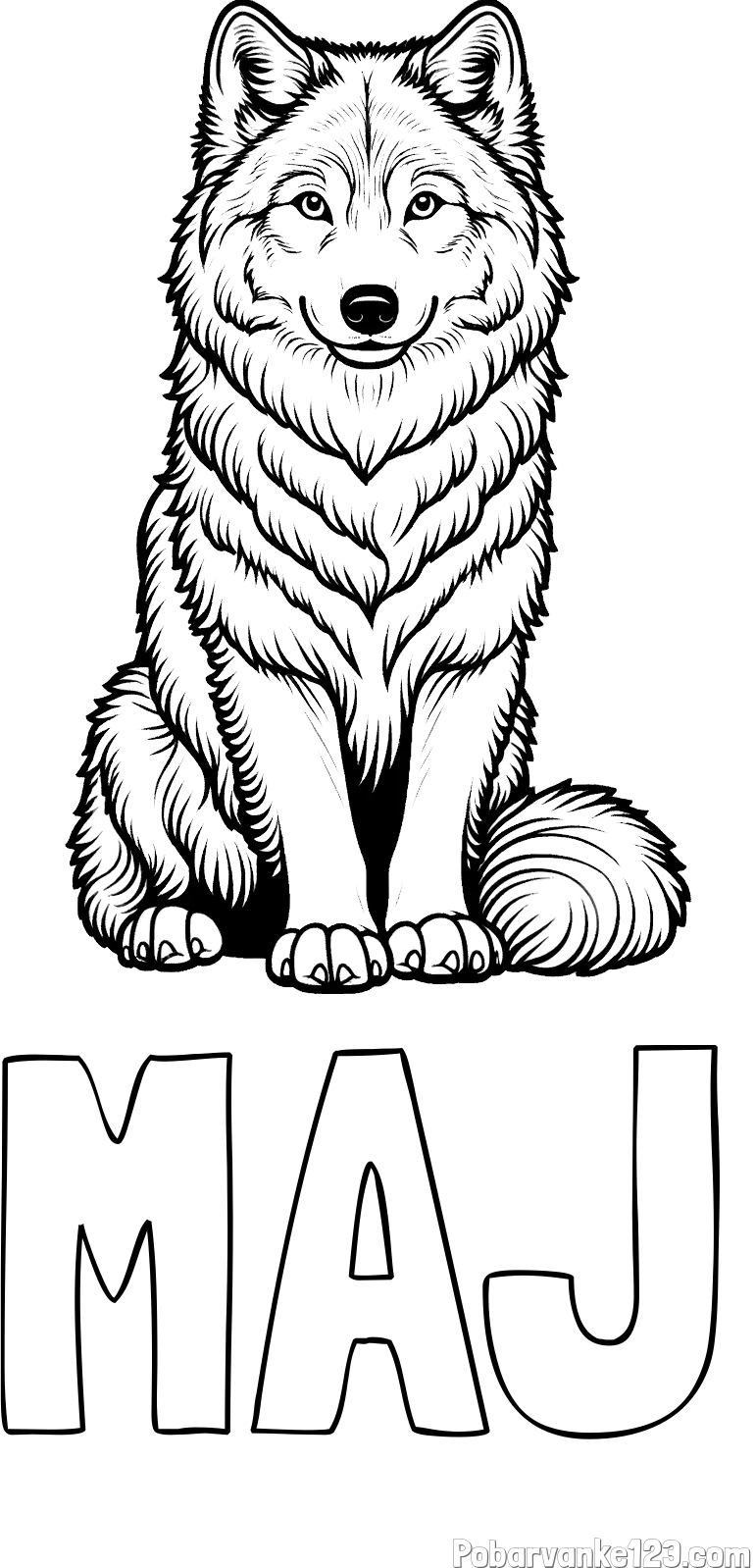 Pobarvanka imena MAJ in pobarvanka prijaznega volka