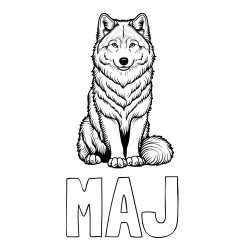 Online izdelana pobarvanka - Pobarvanka imena MAJ in pobarvanka prijaznega volka