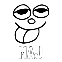 Online izdelana pobarvanka - Pobarvanka imena MAJ in smešni smeško