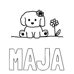Online izdelana pobarvanka - Pobarvanka imena MAJA in KUŽIKA