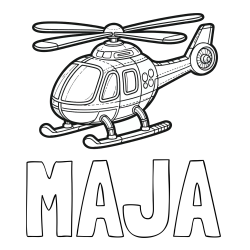 Online izdelana pobarvanka - Pobarvanka imena MAJA in pobarvanka helikopterja