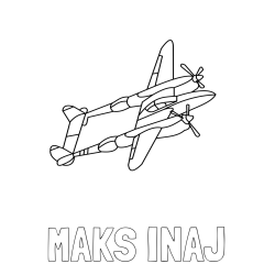 Online izdelana pobarvanka - Pobarvanka imena MAKS INAJ in pobarvanka bojnega letala