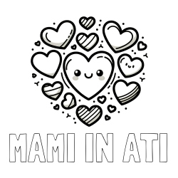 Online izdelana pobarvanka - Pobarvanka imena MAMI IN ATI in pobarvanka srčkov