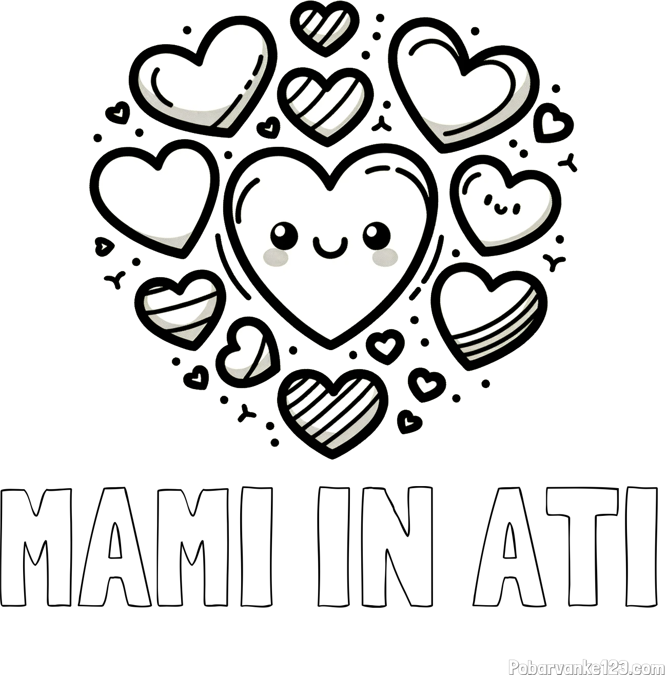 Pobarvanka imena MAMI IN ATI in pobarvanka srčkov