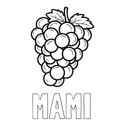 Online izdelana pobarvanka - Pobarvanka imena MAMI in pobarvanka grozdja z velikimi rozinami