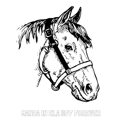 Online izdelana pobarvanka - Pobarvanka imena MANCA IN ELA BFF FOREVER in konjska glava
