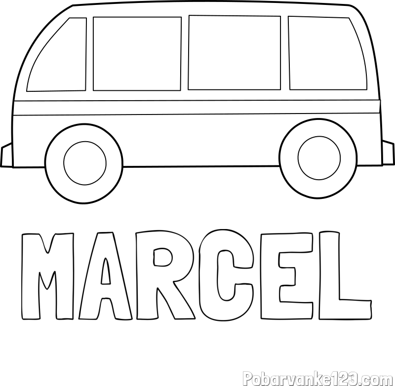 Pobarvanka imena MARCEL in avtobus