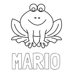 Online izdelana pobarvanka - Pobarvanka imena MARIO in pobarvanka nasmejane žabe