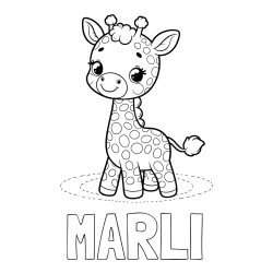 Online izdelana pobarvanka - Pobarvanka imena MARLI in pobarvanka žirafe