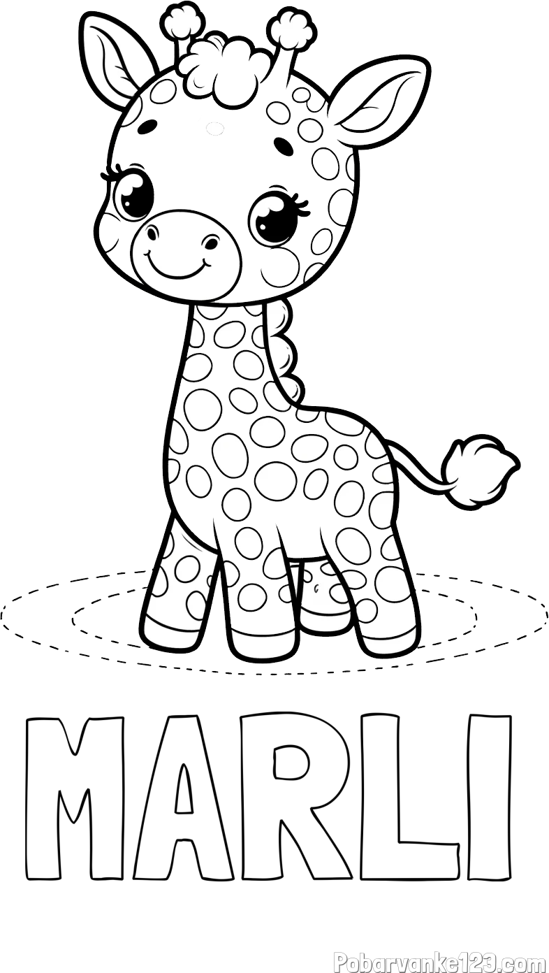 Pobarvanka imena MARLI in pobarvanka žirafe