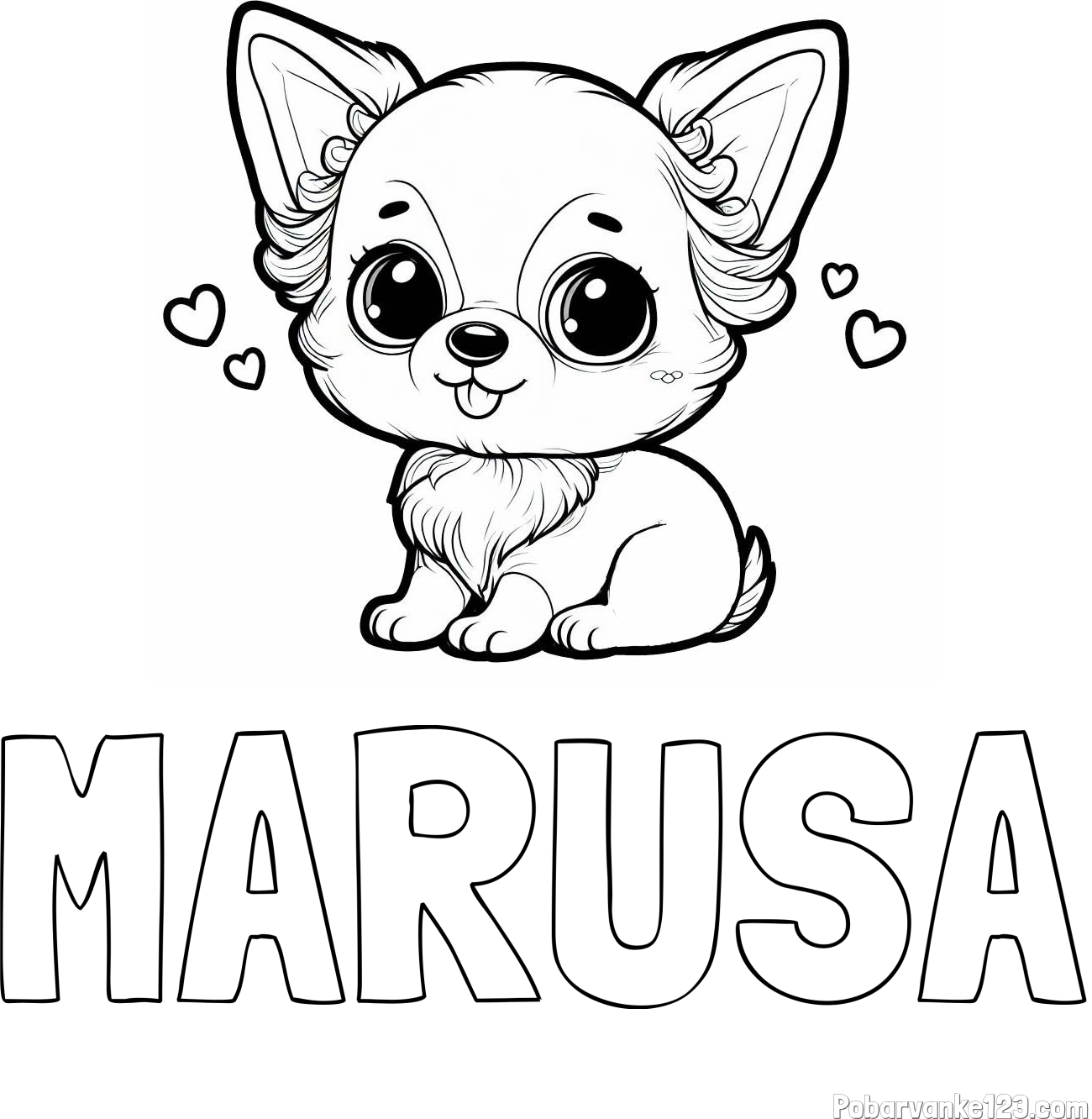 Pobarvanka imena MARUŠA in pobarvanka čivave