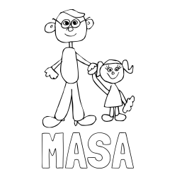 Online izdelana pobarvanka - Pobarvanka imena MAŠA in otroška pobarvanka očeta in hčerke