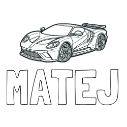 Online izdelana pobarvanka - Pobarvanka imena MATEJ in Športni avtomobil