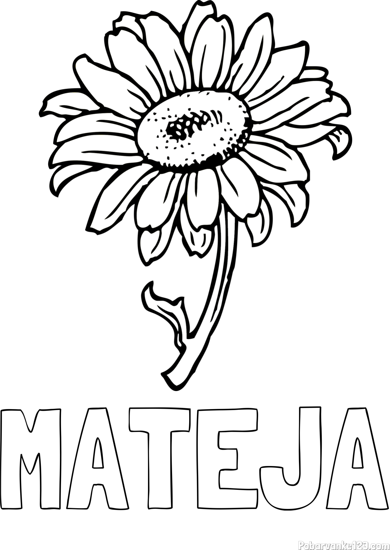 Pobarvanka imena MATEJA in pobarvanka lepe sončnice