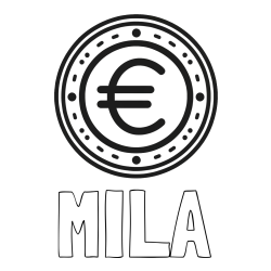 Online izdelana pobarvanka - Pobarvanka imena MILA in pobarvanka evrskega kovanca