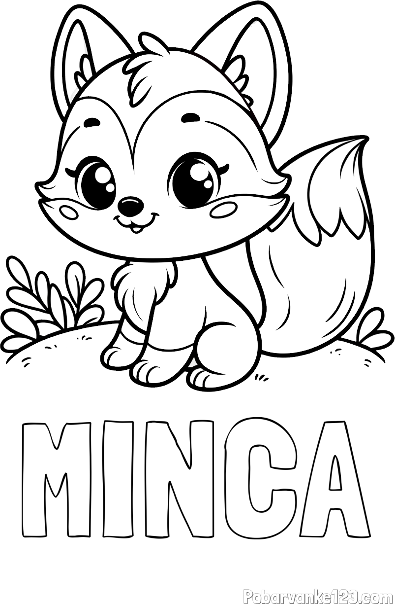 Pobarvanka imena MINCA in pobarvanka lisičke