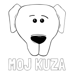 Online izdelana pobarvanka - Pobarvanka imena MOJ KUŽA in preprosta pobarvanka kužka