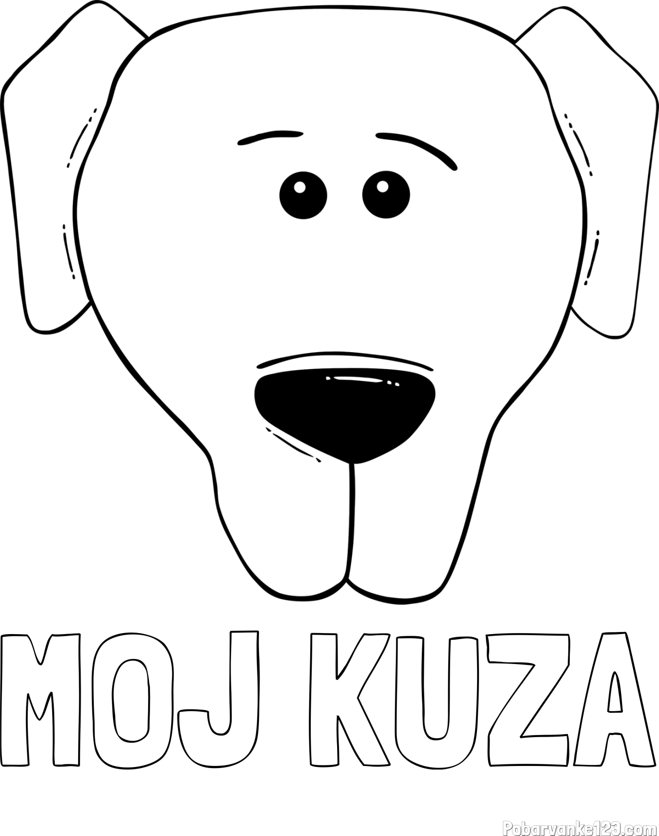 Pobarvanka imena MOJ KUŽA in preprosta pobarvanka kužka