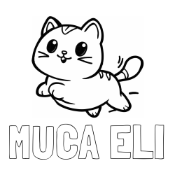 Online izdelana pobarvanka - Pobarvanka imena MUCA ELI in pobarvanka prikupne mačke med tekom
