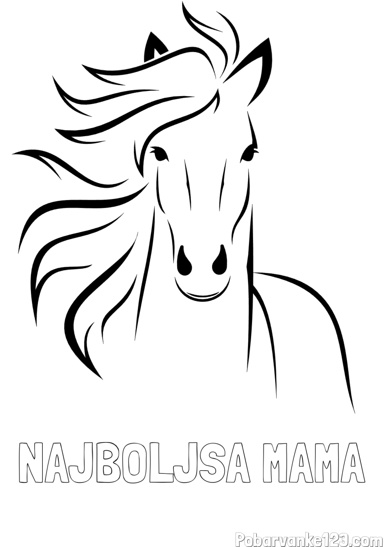 Pobarvanka imena NAJBOLJSA MAMA in lepa pobarvanka konja