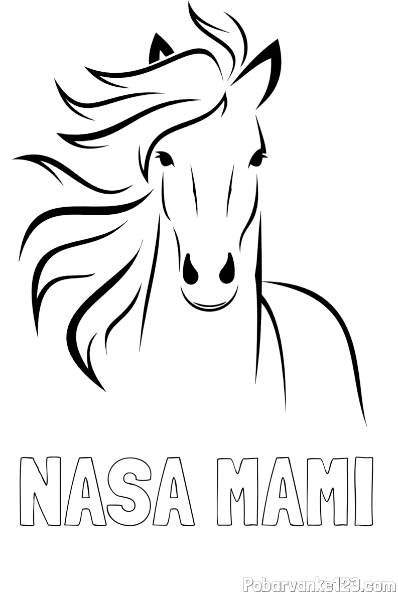 Pobarvanka imena NAŠA MAMI in lepa pobarvanka konja