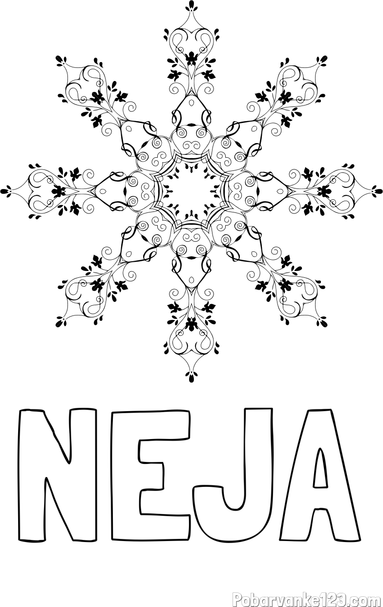 Pobarvanka imena NEJA in pobarvanka abstraktne snežinke