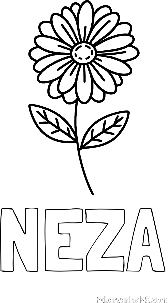 Pobarvanka imena NEŽA in pobarvanka rožice