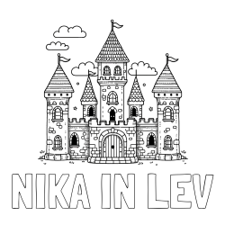 Online izdelana pobarvanka - Pobarvanka imena NIKA IN LEV in pobarvnaka velikega gradu